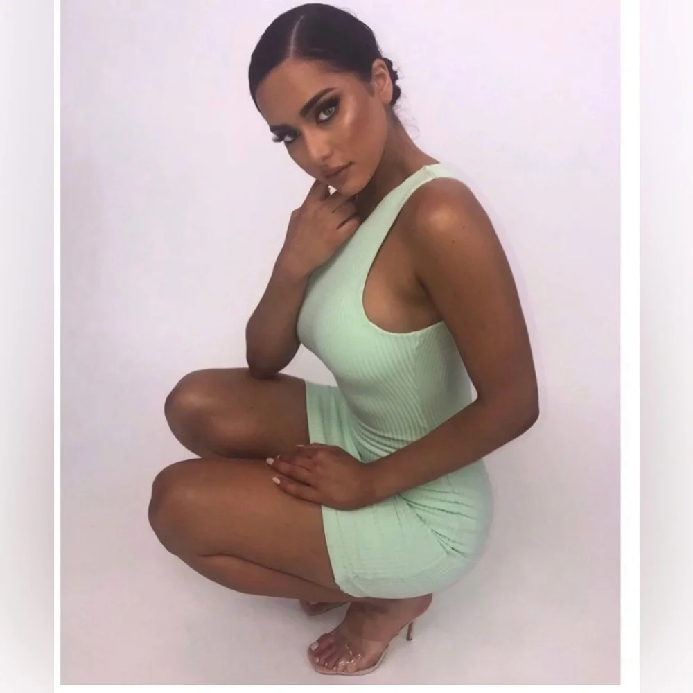 Meshki Pania Ribbed Sleeveless
Bodycon Mini Dress Mint Green Size
Large - Picture 3 of 8